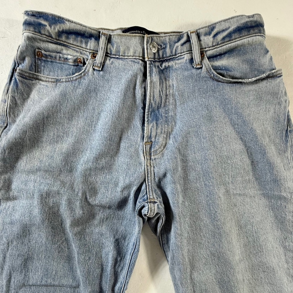 Abercrombie & Fitch Athletic Loose Mens 33x32 Light Wash Blue Vintage Stretch